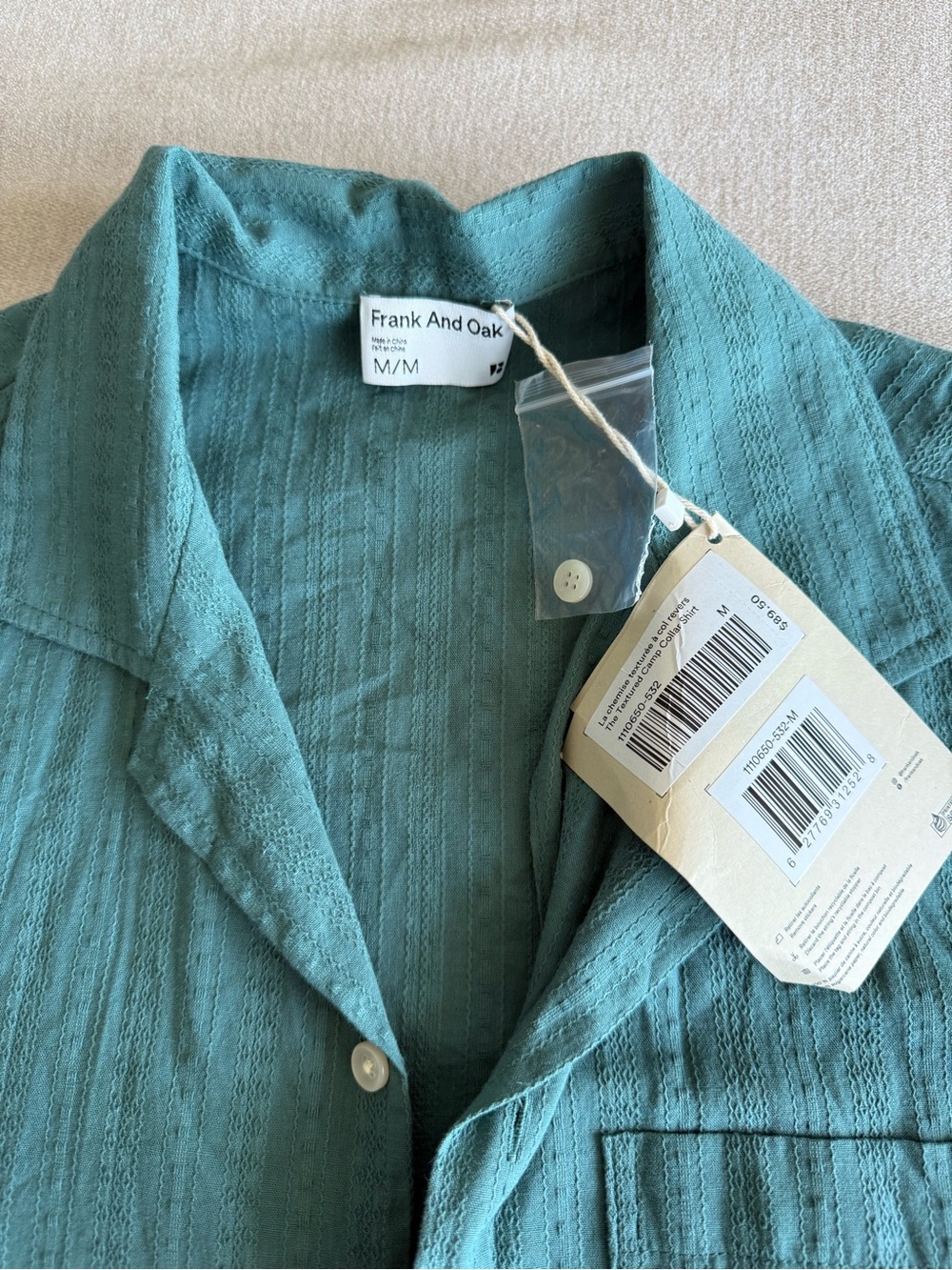 Frank & Oak Teal Short-Sleeve Camp Shirt - Picture 3 of 4